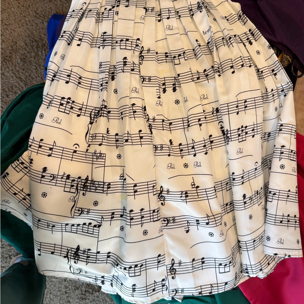 Chicwish White Musical Note Midi Skirt